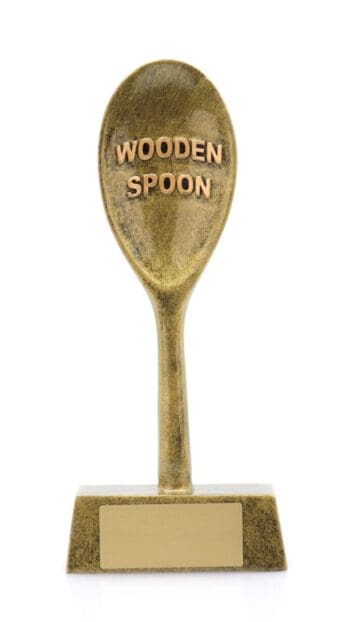 Wooden spoon award trophy