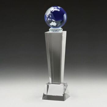 Unite Blue Globe Crystal Trophy