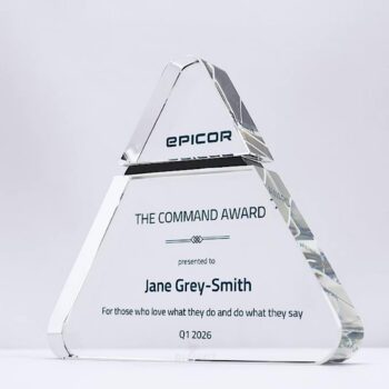 Black Moonstone Triangle Crystal Colour Trophy