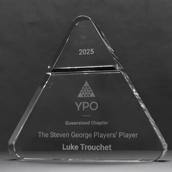 Black Moonstone Triangle Crystal Trophy