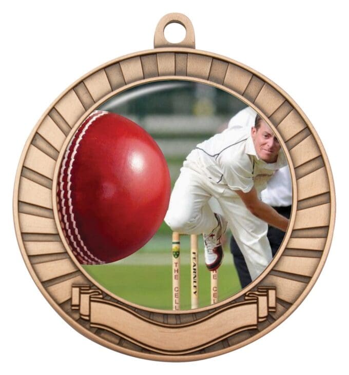 Eco Scroll Cricket Bowling Medal - Image 5