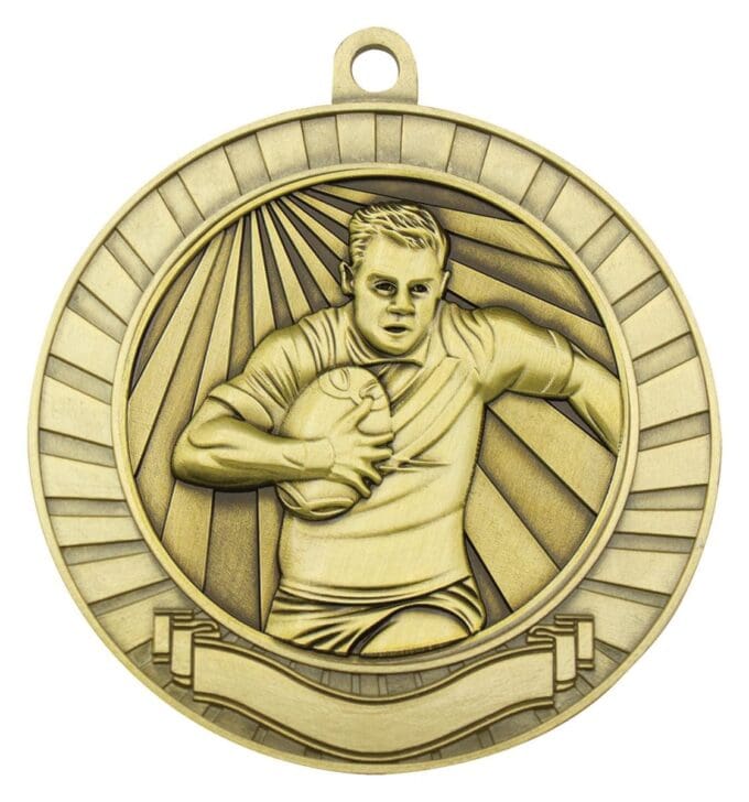 Eco Scroll Rugby Male Medal