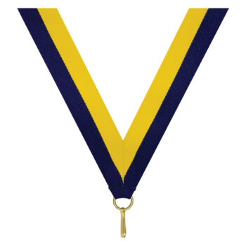 Navy Yellow V Neck Ribbon