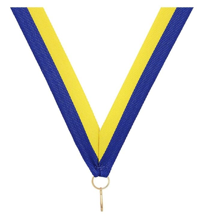 Blue Yellow V Neck Ribbon