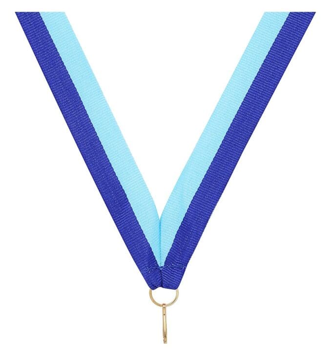 Dark Blue Light Blue V Neck Ribbon