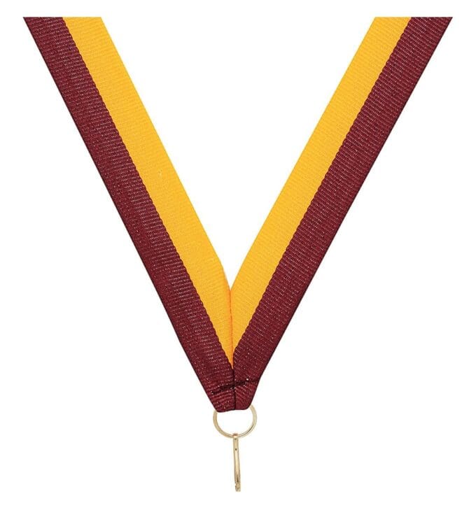 Maroon Gold V Neck Ribbon