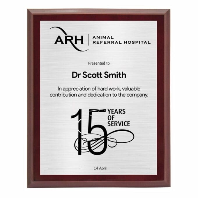 Super Gloss Rosewood Silver Plaque - Image 3